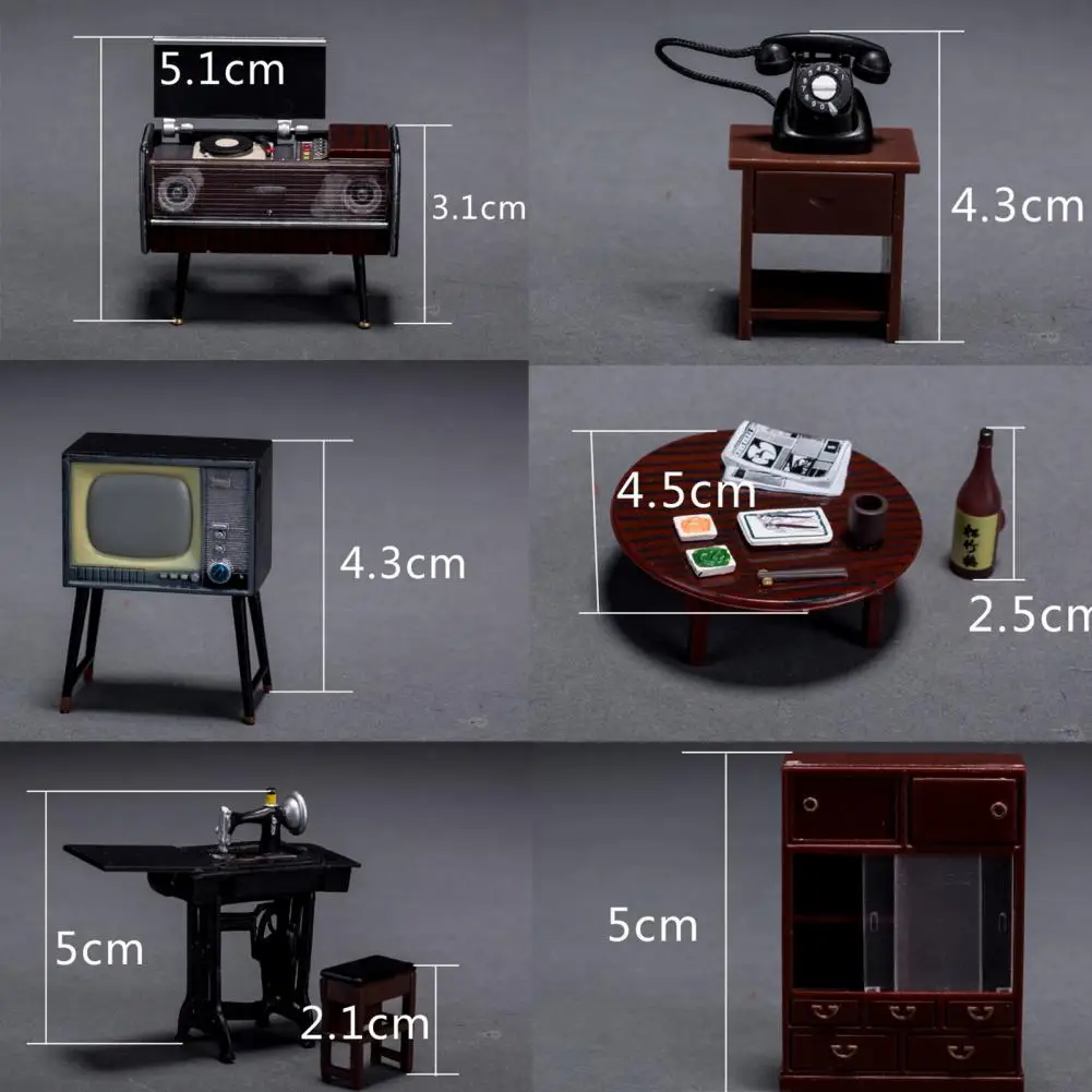 

1:12 Miniature Dollhouse 3D Wooden Furniture Sewing Machine TV Cabinet Table Exquisite Decoration Model Toy for Photo Props