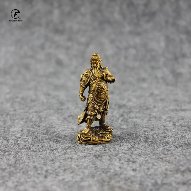 Медь шламовый китайский Бог богатства Статуя Гуань Гун маленькие украшения