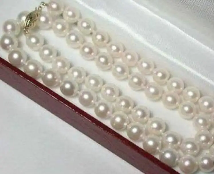 

Free Shipping 6-7mm Real Natural White Akoya Cultured Pearl Necklace 18"