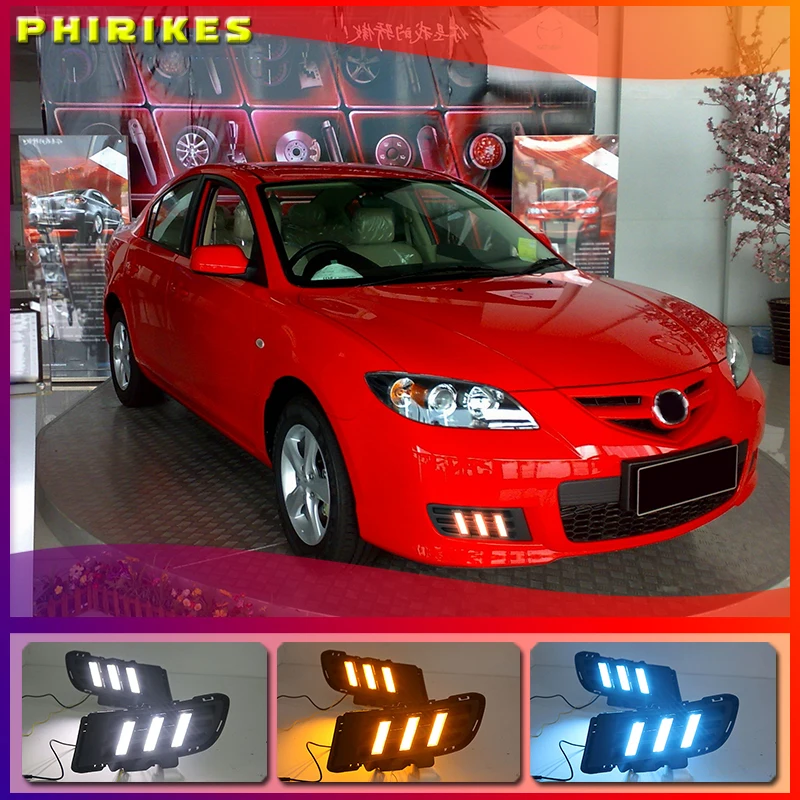 

2pcs For Mazda 3 Mazda3 2010 2011 2012 LED DRL Daytime Running Light Daylight yellow turn Signal fog lamp