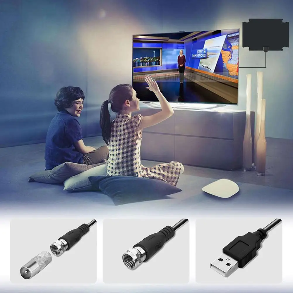 Плоская дизайнерская цифровая комнатная усиленная ТВ антенна для HD TV диапазон