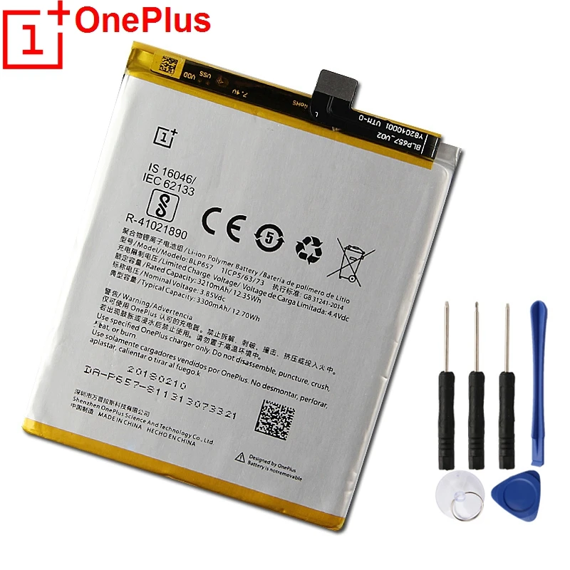 OnePlus Сменный аккумулятор для телефона BLP657 для 1+ 6 OnePlus 6 настоящая батарея для телефона с бесплатными инструментами 3300 мАч