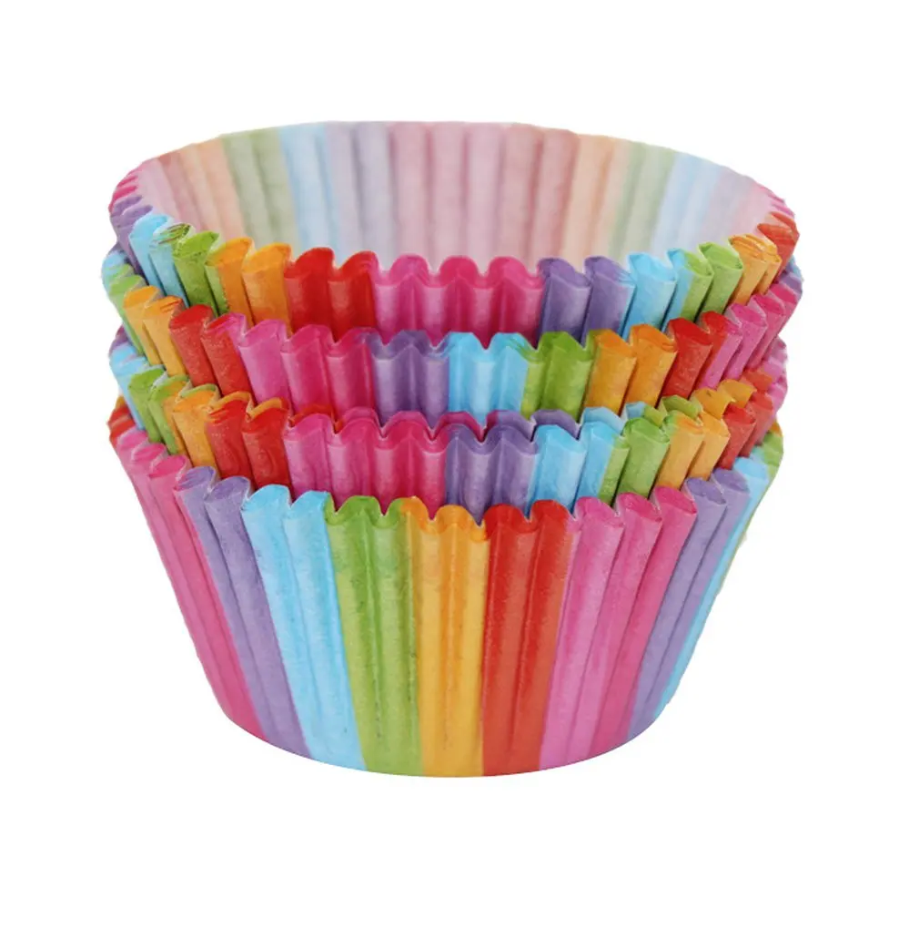 

Rainbow Color Cupcake Liner Cupcake Paper Baking Muffins Cases Cake Molds Pastry Cup Decorating Tools 100Pcs