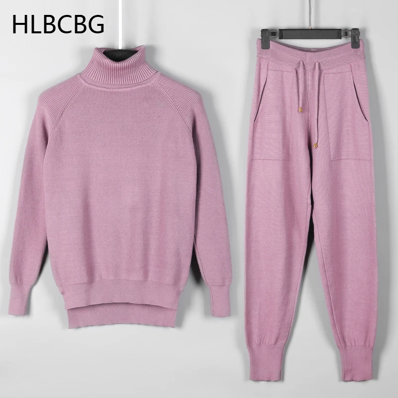 Женский Повседневный комплект из 2 предметов свитер с высоким воротником и