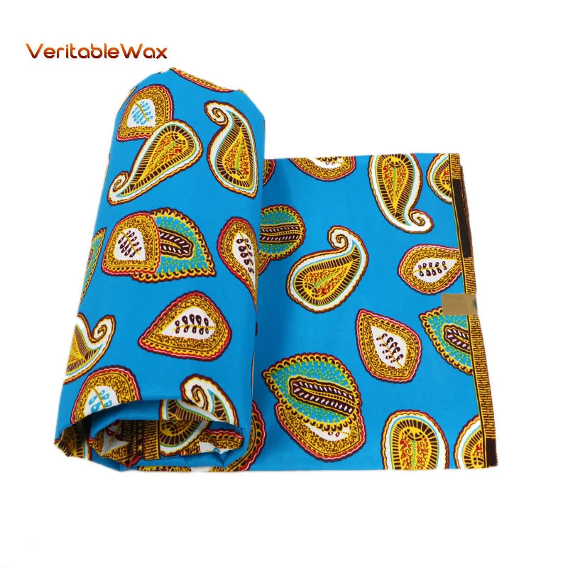

2020 African Wax Ankara Print Blue Real Wax 100% Polyester African Fabric VeritablWax African New Real Printed Wax 6 Yards PL538