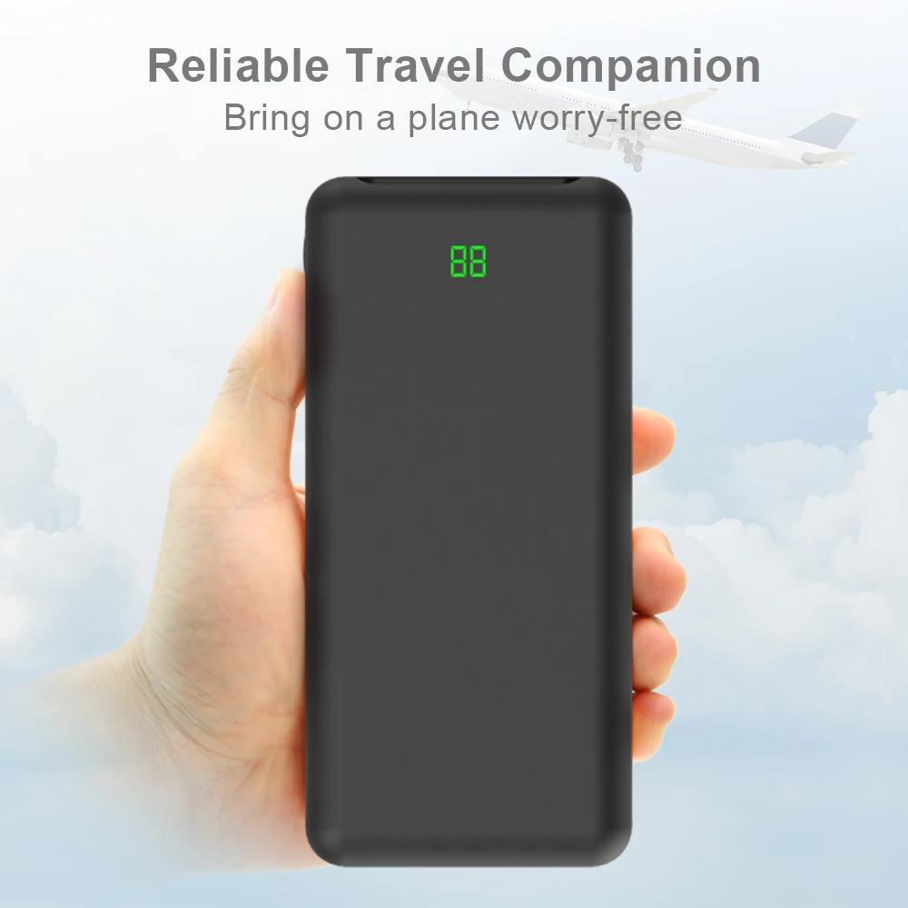 Внешний аккумулятор 20000 мАч быстрое зарядное устройство с 3 входами и двойным