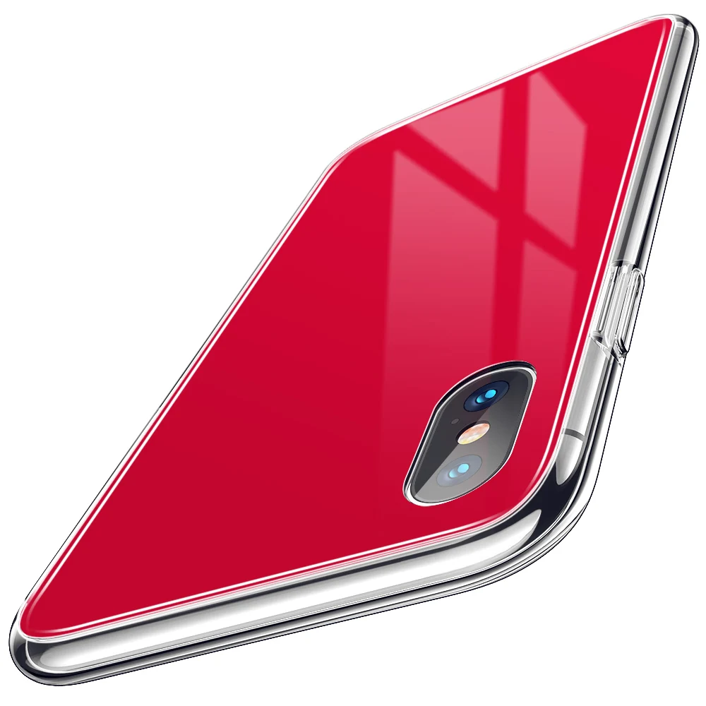 Energy Red Чехол ESR для iPhone X/XS/XR/XS Max чехол с защитой от царапин из закаленного стекла задняя крышка с мягким силиконовым Бампером для Apple iPhone Coque - Цвет: Energy Red