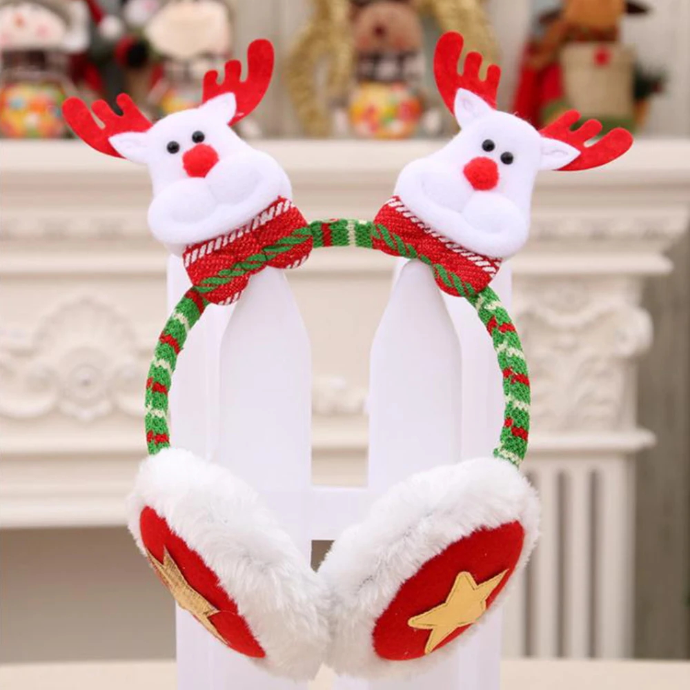 Deer 1 шт., Рождественская повязка на голову, наушники для взрослых и детей, наряды на Рождество, красный цвет, большая голова рога, пряжка шпилька для волос, подарок, наушники - Цвет: Deer