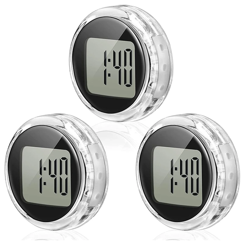 

3 Pieces Mini Motorcycle Clocks Waterproof Stick-on Motorbike Mount Watch Digital Clocks for Vehicle, Auto, Car, SUV