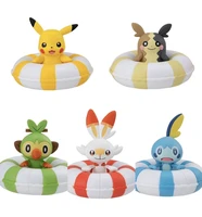 pokemon gacha toys floating swimming ring series grookey scorbunny sobble pikachu action figure toys