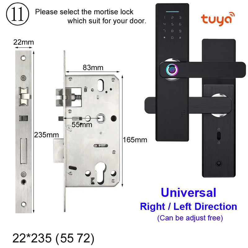 Option 11 RAYKUBE Wifi электронный дверной замок с приложением Tuya удаленно/биометрический отпечаток пальца/смарт-карта/Пароль/ключ разблокировки FG5 Plus - Цвет: Option 11