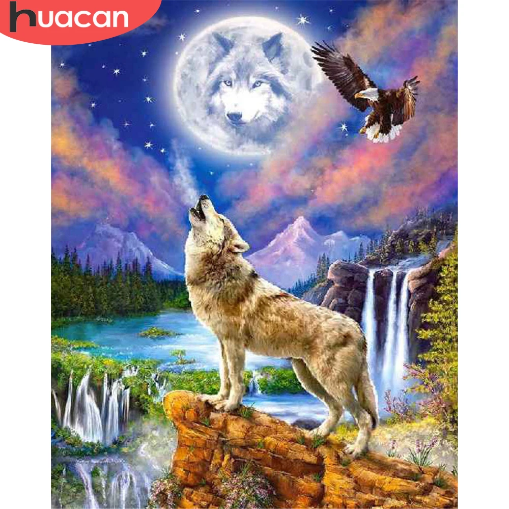 

HUACAN Coloring By Number Wolf Kits Painting By Number Animal DIY Frame Modern Drawing On Canvas HandPainted Art Gift