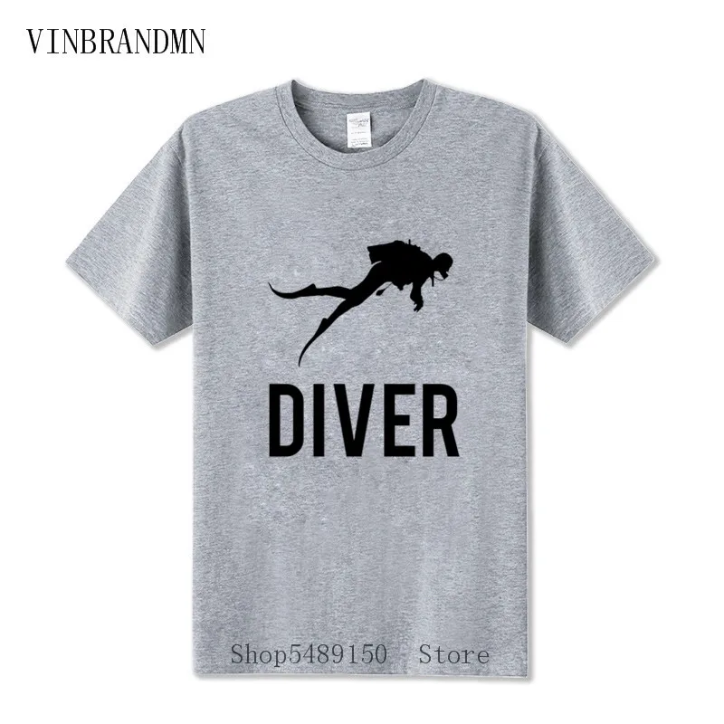 Scuba Diving Design Casual Tshirt Camisetes Funny Swimming Dive Men Tops T Shirt Classic Prin Cotton Diver T-Shirt Apparel Homme | Мужская