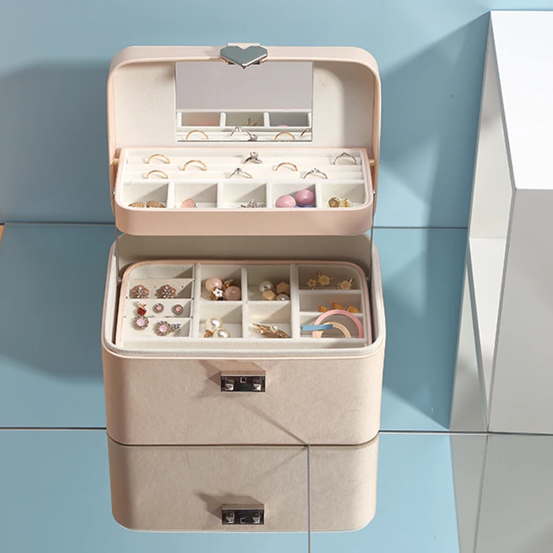 Большая автоматическая шкатулка Casegrace с замком изысканная трехслойная кожаная