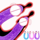 U-образный длинный двойной фаллоимитатор, гибкая вагинальная и Анальная пробка, Женский Лесбийский двойной пенис, искусственный пенис, без вибратора, секс-игрушки для женщин