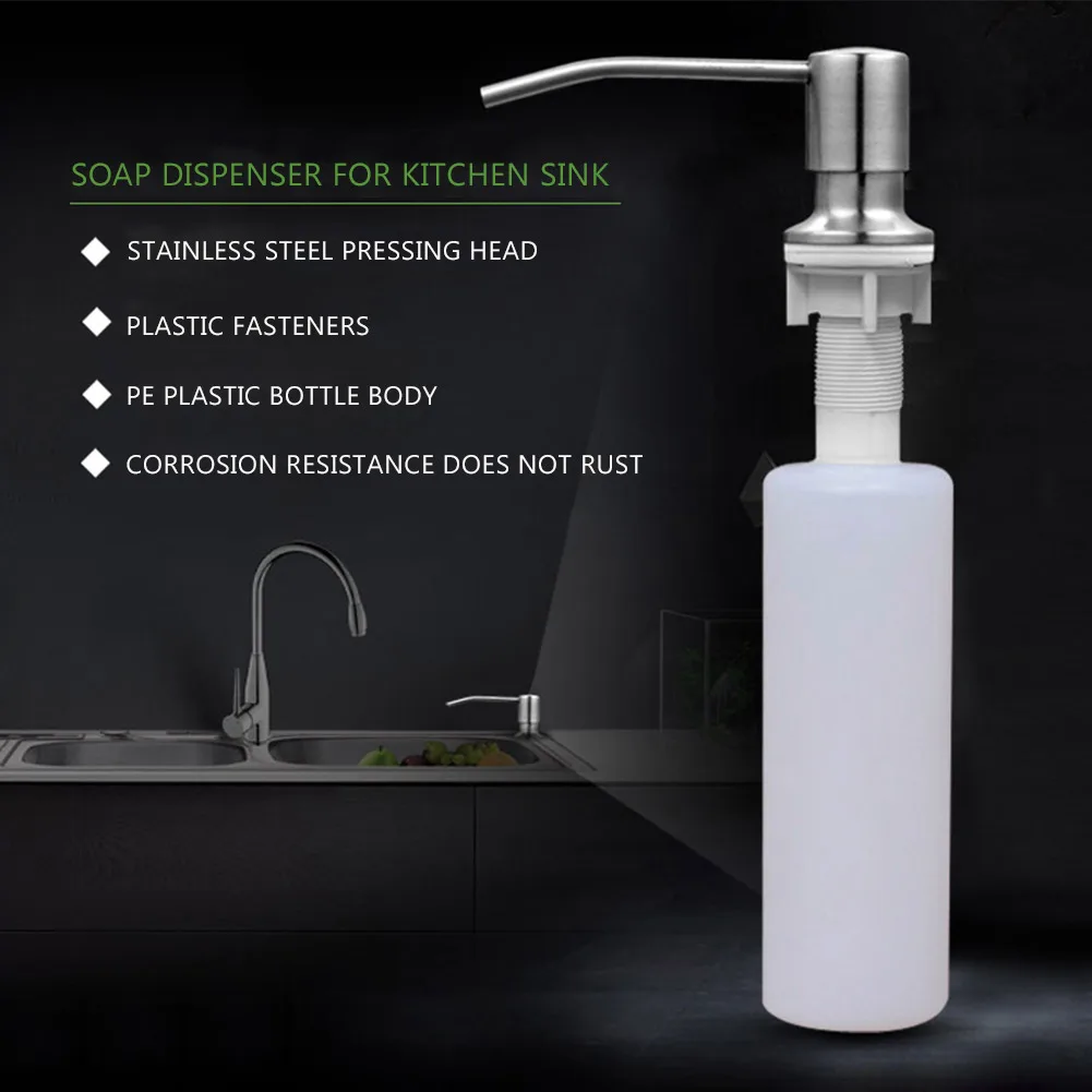 

400ml Sink Liquid Soap Pump Bottle Stainless Steel Head Hand Sanitizer Organizer Case Household Kitchen Soap Dispensers