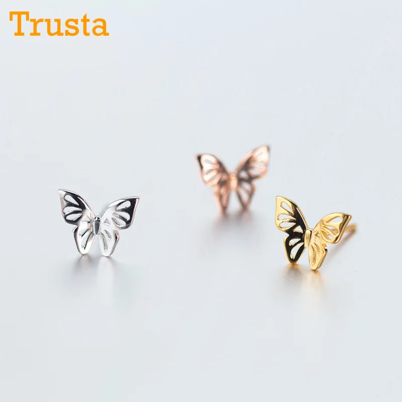 Женские серьги гвоздики из серебра 100% пробы 10 х8 мм|butterfly stud earrings|stud earringsearrings gift |