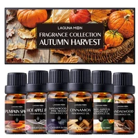 lagunamoon 6pcs gift set autumn harves fragrance oil kit 10ml essential oils sandalwoodpine needle hot apple pie pumpkin spice