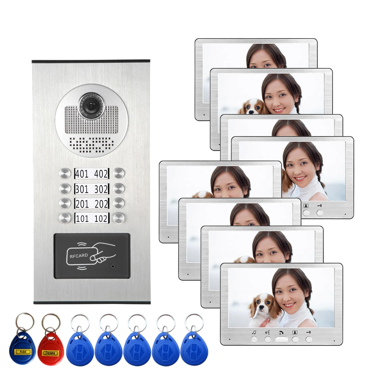 

Wired 7" Video Intercom For Home DoorPhone Device Intercom System RFID Doorbell Camera With IR Night Vision Waterproof
