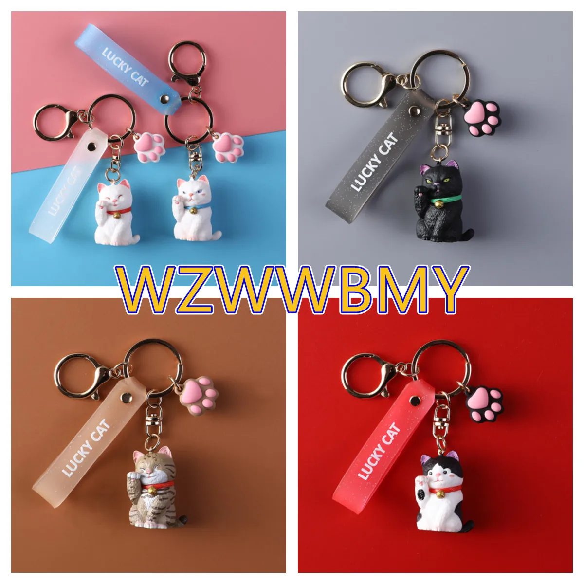 

Cute Shy Cat Keychains Chubby Kitten Keyring Trinket Bag Ornament Cartoon Car Keys chains Fashion Women Jewelry Accessories