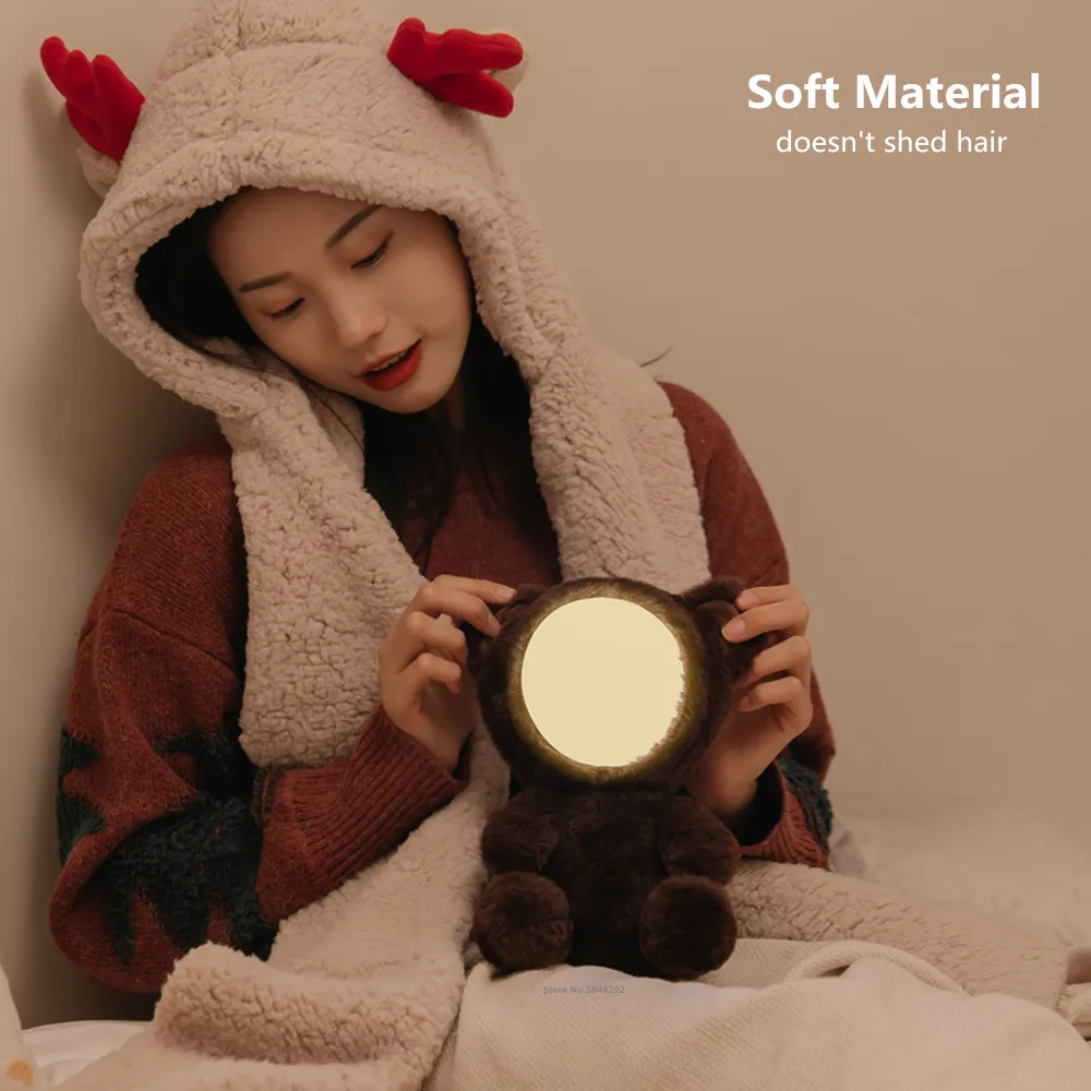 Музыкальный ночсветильник в виде медведя кролика Bluetooth колонка плеер плюшевая