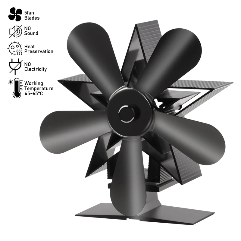 

4/5 Blade Heat Powered Stove Fan Eco Friendly Quiet Heated Fan Fireplace Fan For Wood Burning Ecological Fan Heat Distribution