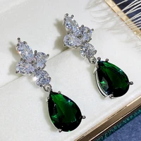 caoshi gorgeous women dangle earrings with dazzling zirconia high quality party accessories delicate gift luxury female jewelry