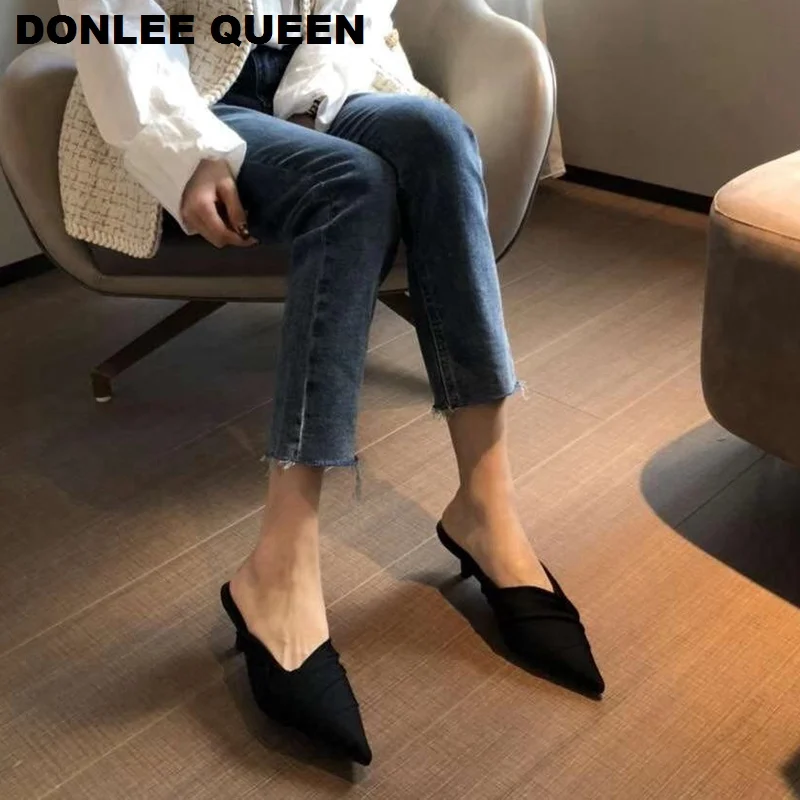 Шлепанцы женские в горошек брендовые Дизайнерские летние туфли шлепанцы с