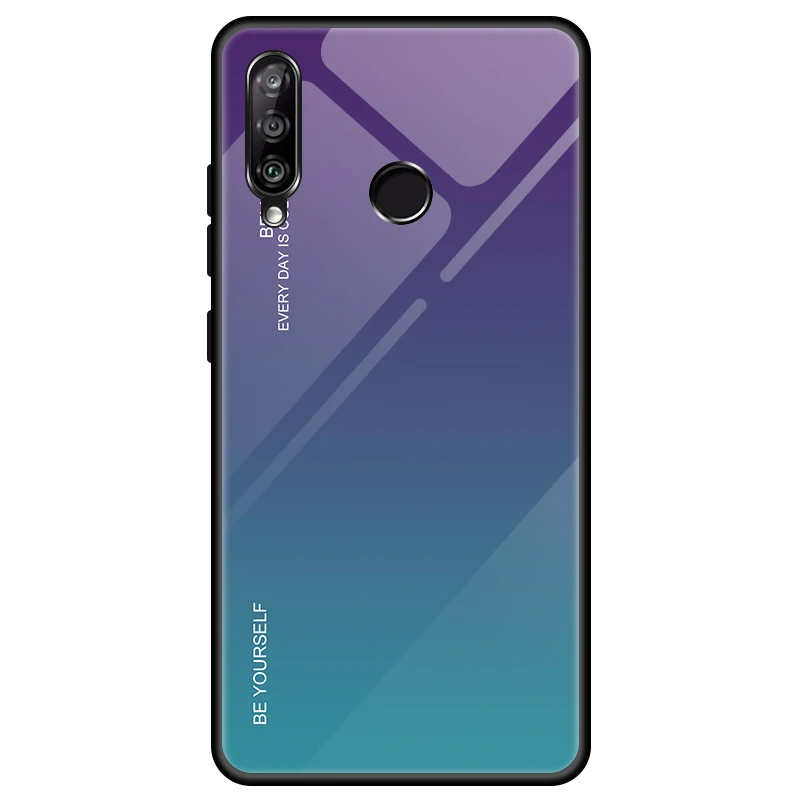 Purple Градиентный чехол из закаленного стекла для Honor 9X, Премиум чехол, силиконовая рамка, жесткая стеклянная задняя крышка для huawei Honor 9X Global чехол - Цвет: Purple