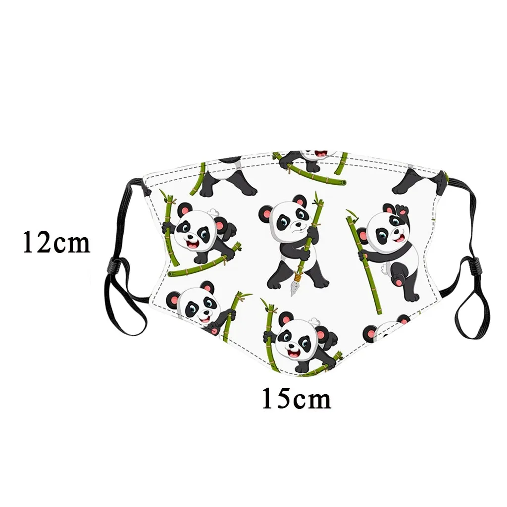 

5PCS +10 Filters Children Cute Cartoon Panda Pattern Prints Mouth Mask Outdoor Reusable Protect Cotton Face Mask Mascarilla