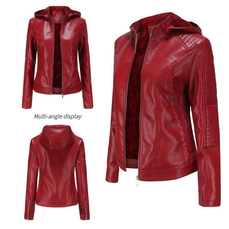 JW76577 OLOMM NF6677 Top quality women's Women's plush leather jacket short warm Hooded Autumn And Winter DHL free shipping enlarge