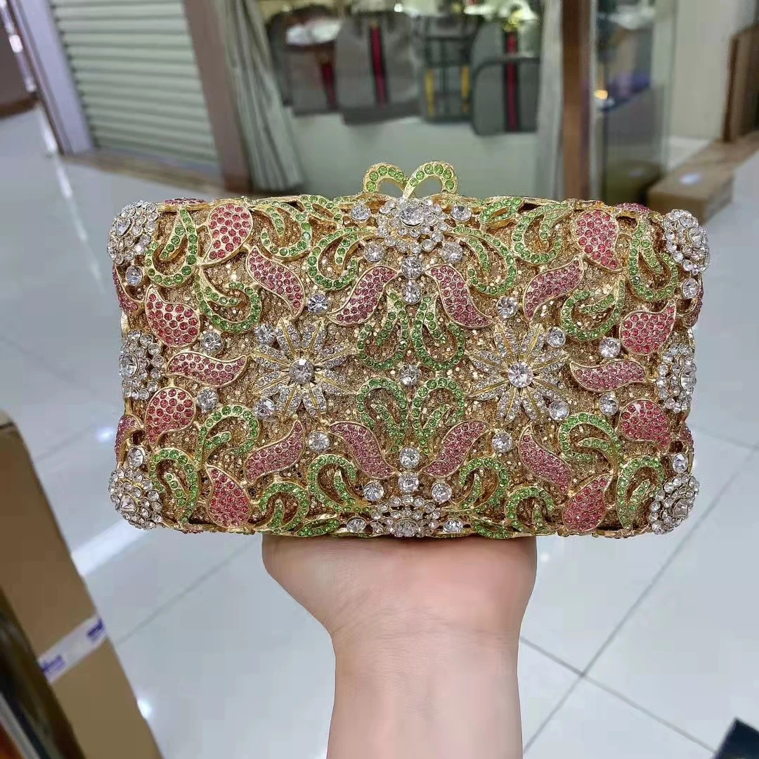 

XIYUAN элегантные блестящие женские сумки с цветочным рисунком Minaudiere, Свадебная вечеринка