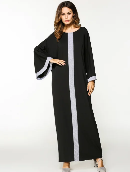Мусульманское платье abaya Макси халаты с длинными рукавами Осень Зима 2019