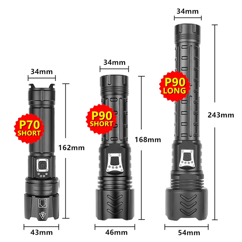 

4Core XHP90/P70 Outdoor Hunting High Power LED Flashlight Zoomable USB Charging 26650 Camping Lighting Powerfu Tactical Torch
