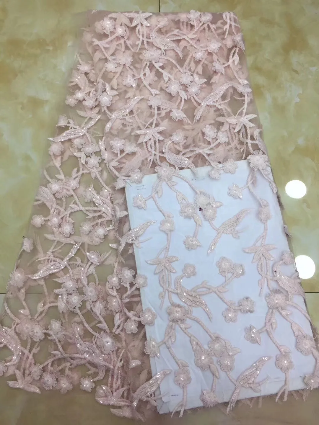 

New Design African Cord Lace High Quality French Lace Fabric With Plenty Beads African Lace Fabric For Nigerian Wedding D160