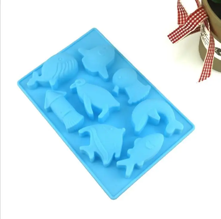Бесплатная доставка 8 отверстий Кит дельфин рыба пингвин силиконовая форма для