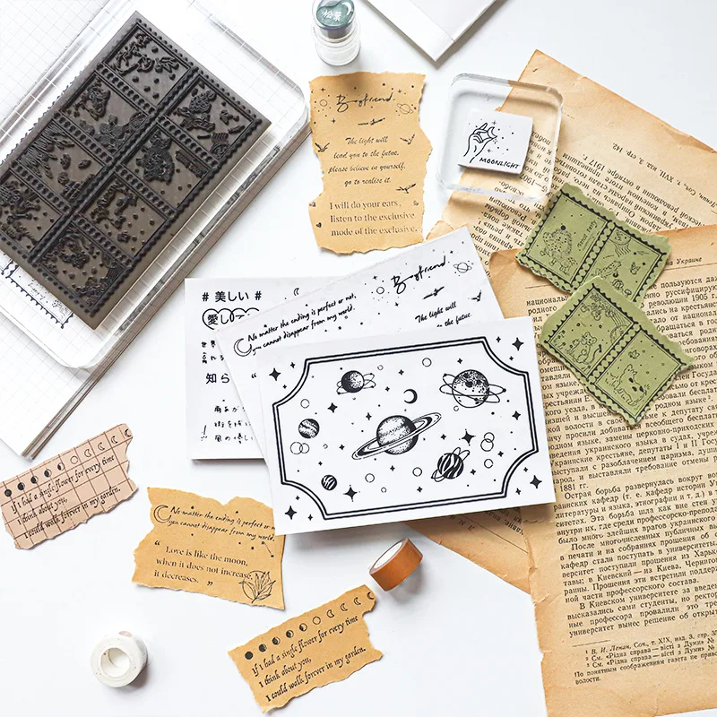 

Vintage Wish Grocery Store Series Planet Stamp DIY Sponge Rubber Stamps for Scrapbooking Stationery Scrapbooking Standard Stamp