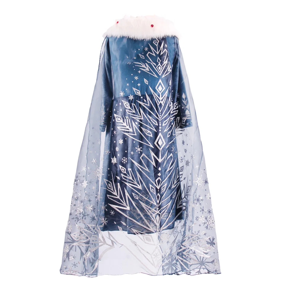 Для девочек Новинка Платье Принцесса Эльза Детские Снежная Королева Костюм