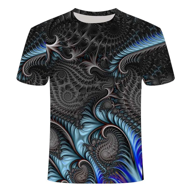

3D men's youth visual short-sleeved summer casual street tide round neck top