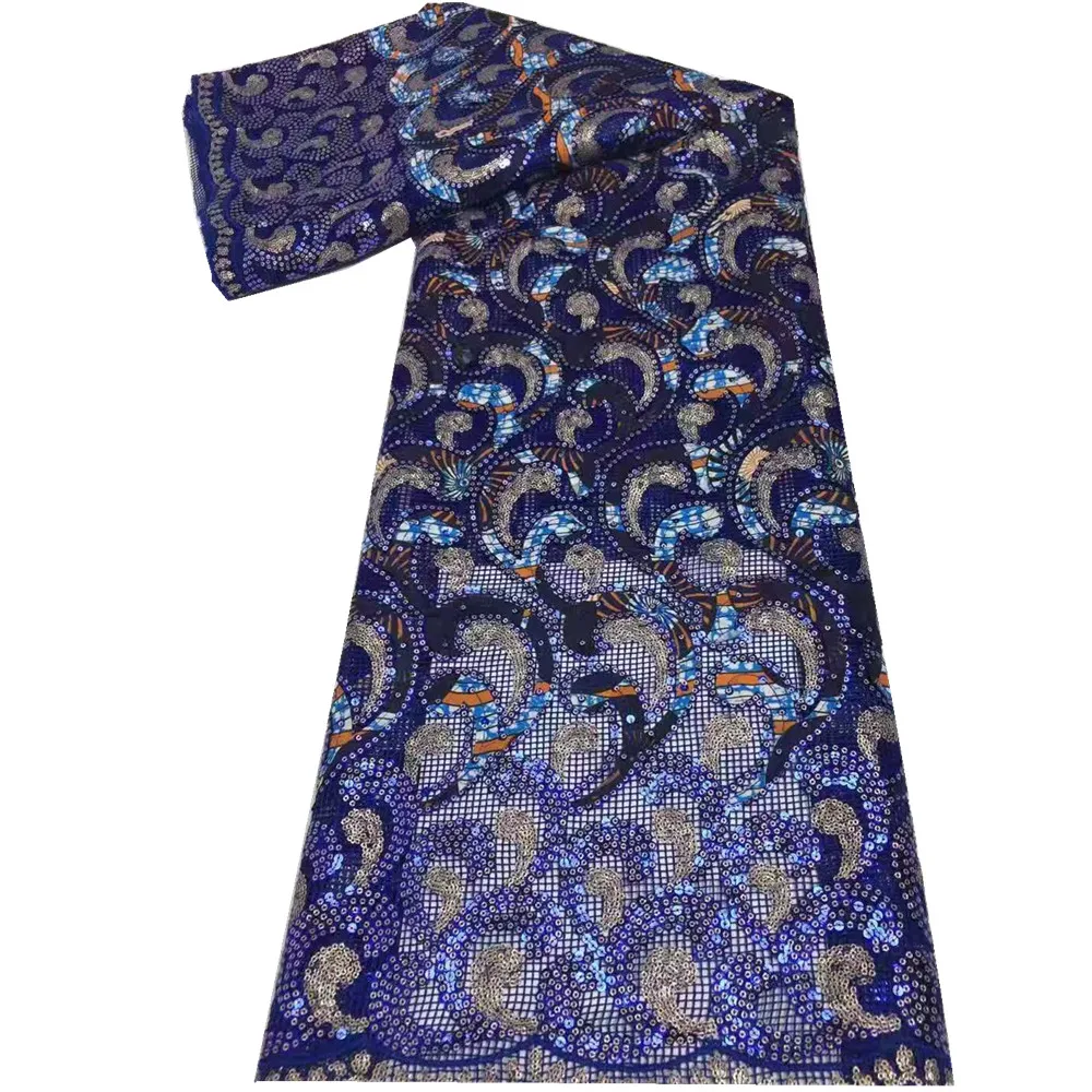 

fashion French Lace Fabric High Quality African Tulle Embroidered flower transparent net Lace Fabric For Wedding FJ-135