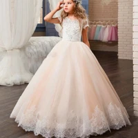 fashion flower girl dresses lace applique tulle sleeveless birthday for weddings first holy communion party dresses
