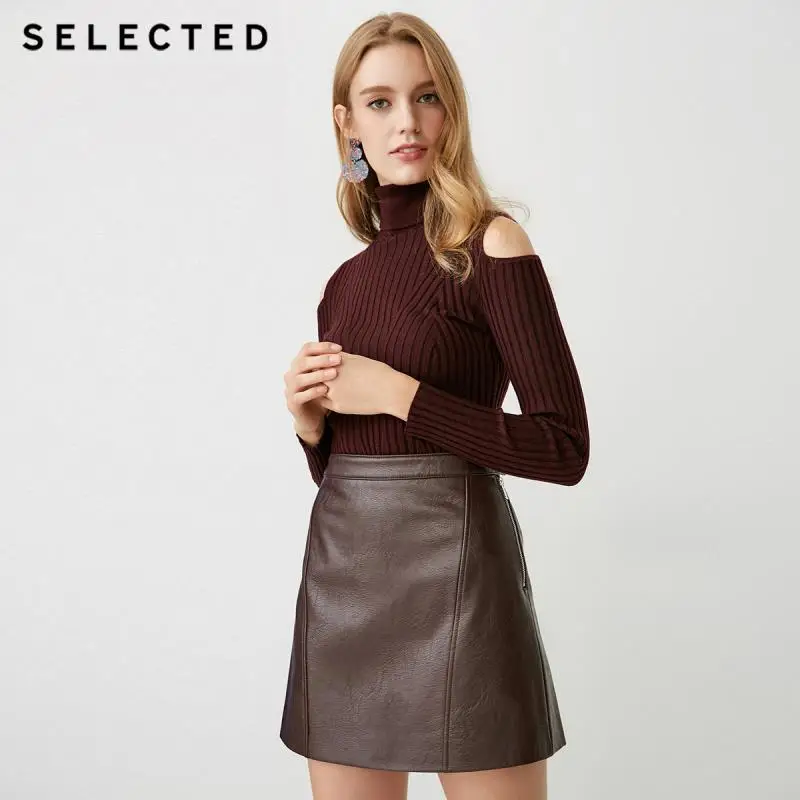 Отборная кожаная текстурированная сплайсинговая юбка с застежкой молния