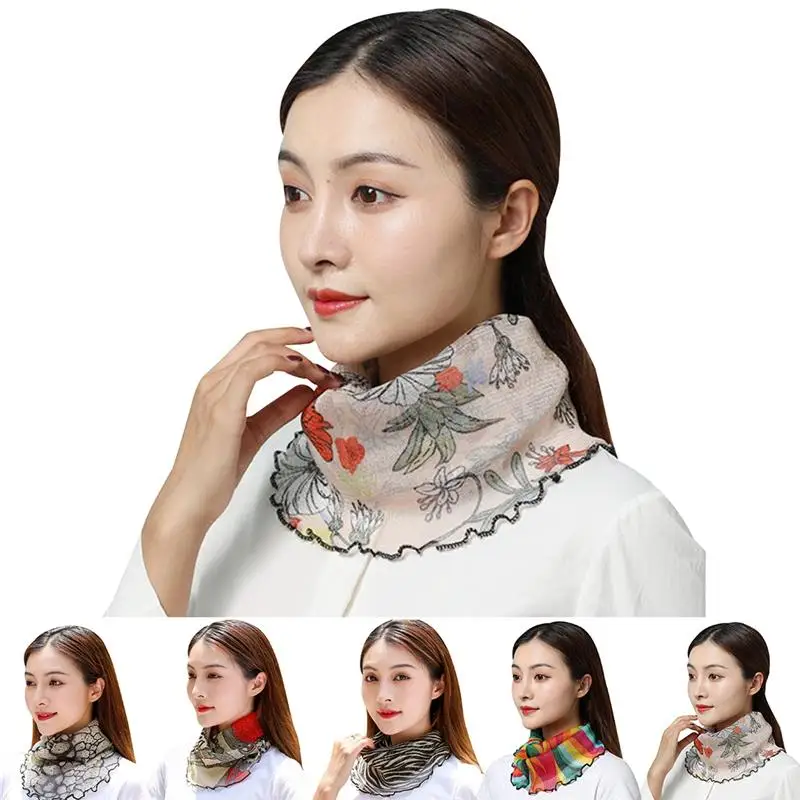 

1pc Mesh Scarf Bandana Breathable Fashion Flower Printing Cycling Bandana Ear Loop Scarf For Women Clothing Accessories