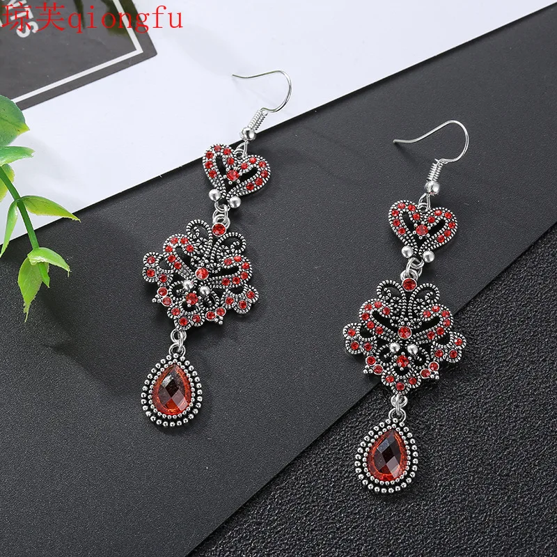 

drop 2021 Bohemian women's long tassels still alloy earrings earrings Korean retro multi-layer diamond earrings