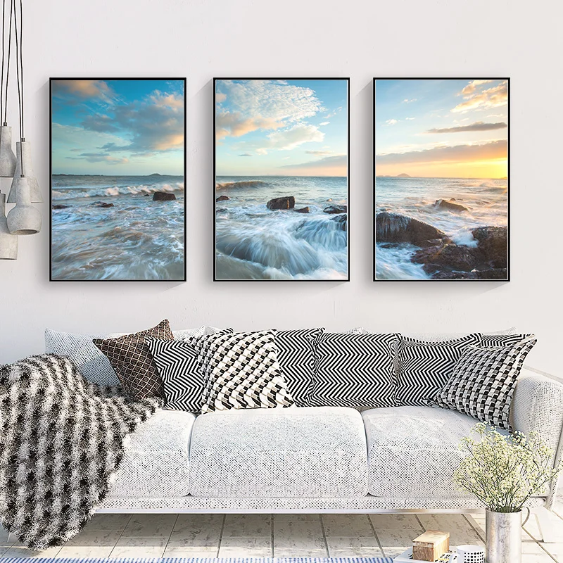 APOSTER скандинавский красивый рассвет голубое море холст живопись и постеры принты