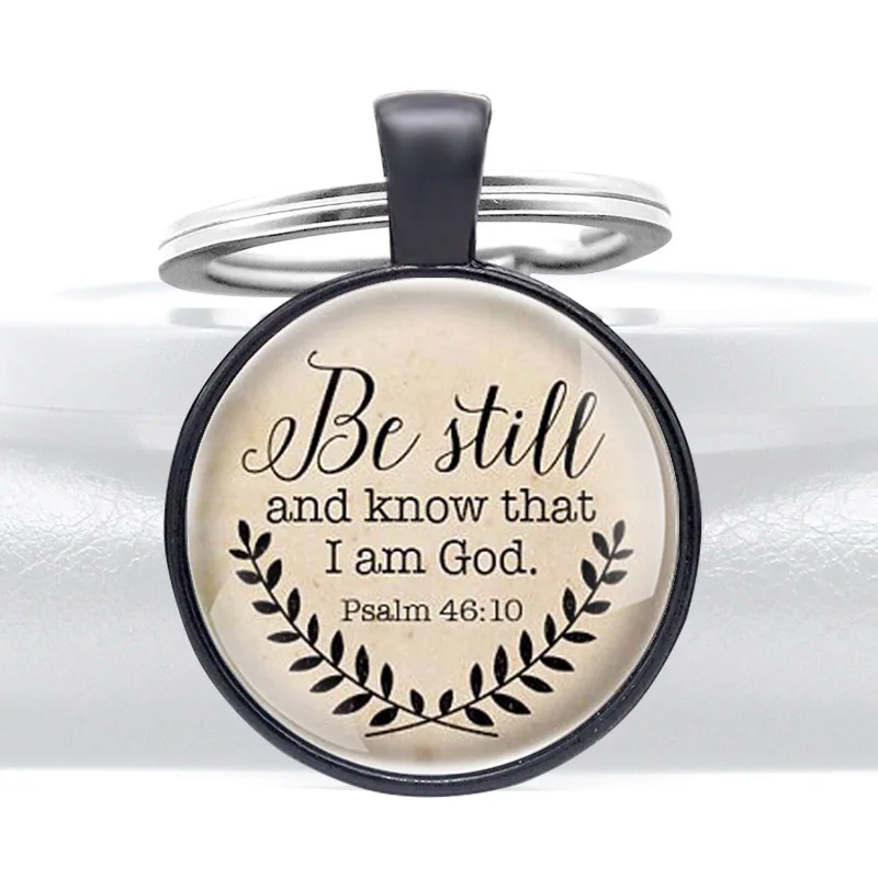 

Fashion Bible Verse Glass Cabochon Key Chain Exquisite Popular Men Women Key Ring Jewelry Gifts