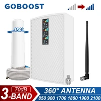 goboost 3 band signal repeater 2g 3g 4g 70db cellular amplifier 850 900 17002100 1800 1900 2100 mhz network booster antenna kit