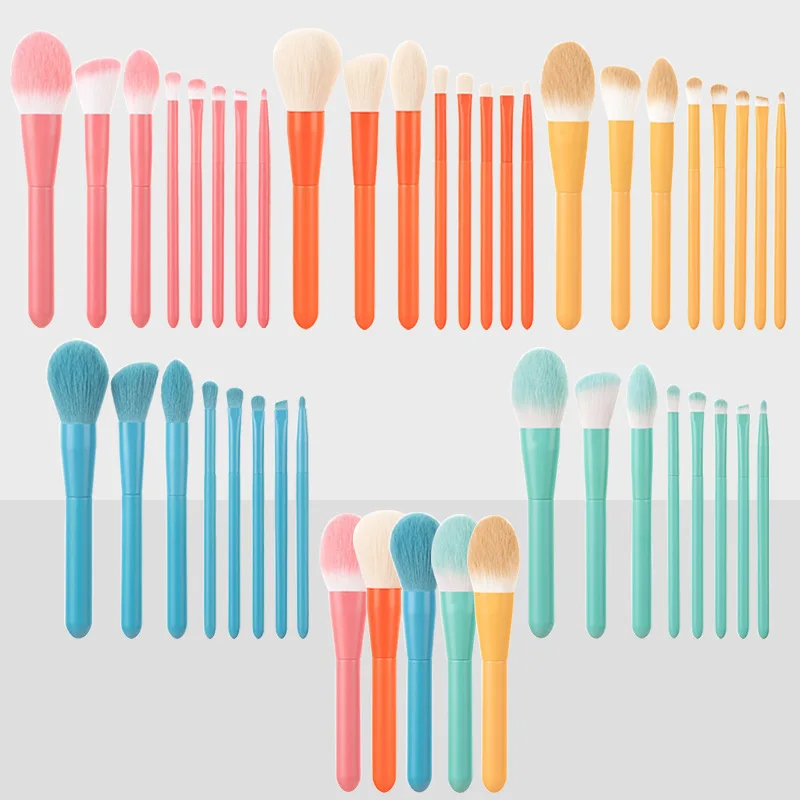 

8PCS Macaron Color Makeup Brush Set Eye Shadow Brush Highlight Brush Repair Brush Loose Powder Brush Beginner Beauty Tool