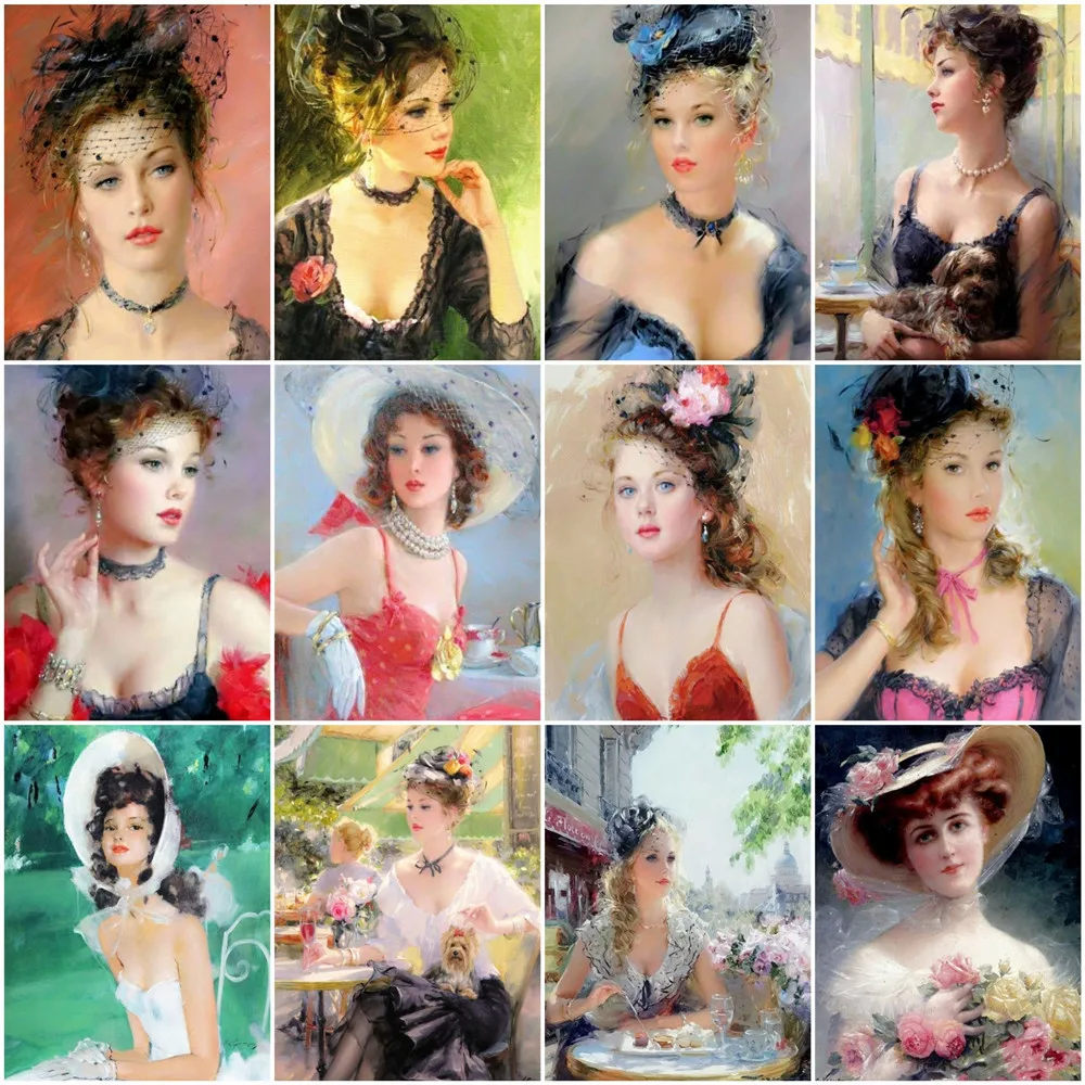 

AZQSD краска по номерам, Женская акриловая ручная краска, искусственная краска по номерам, холст для взрослых, ручная работа, уникальные подар...