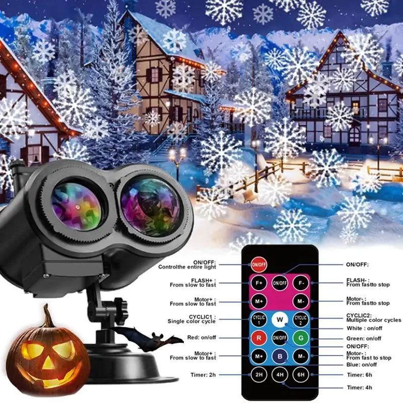 

Рождественская подвижная лазерная проекционная лампа, 16 шаблонов, светодиодная сценическая лампа IP44, водонепроницаемая для нового года, са...